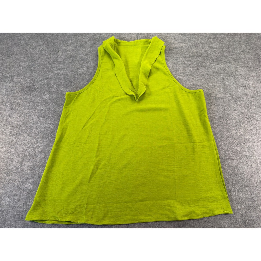 Unbranded Wide Leg Pants Women XL Lime Green Textured Elastic Waist Flowy - Picture 3 of 16